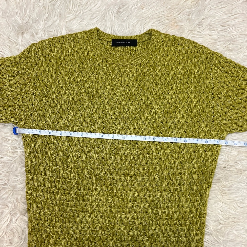 Cedric Charlier Chartreuse Green Textured Cable Knit Sweater Dress US Size‎ 6 - Picture 8 of 9